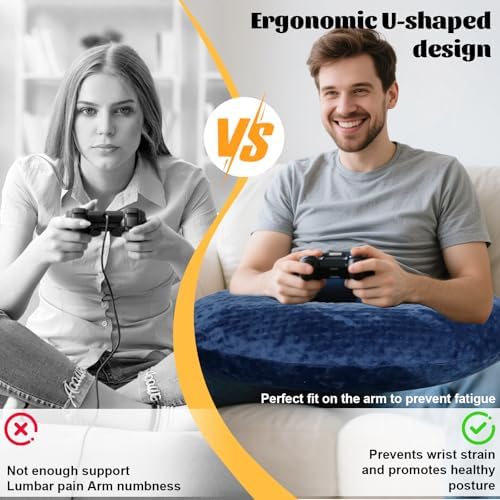 IFOYO Ergonomic Gaming Pillow for Lap, U-Shaped Arm Support Pillow, Blue - Image 4