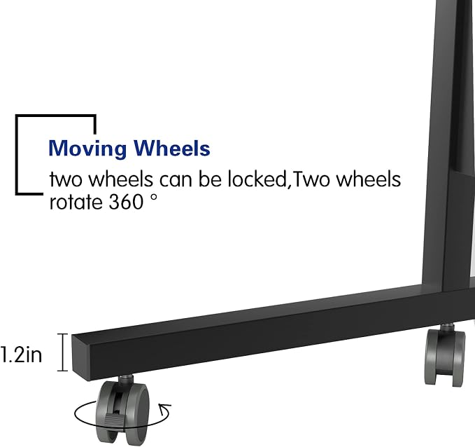 DlandHome 23.6 Inches Rolling Desk with Wheels Adjustable Height, Black - Image 7
