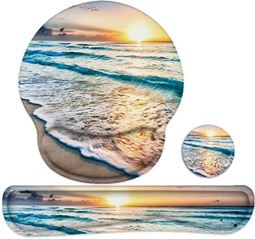 Lateefah Ergonomic Mouse Pad with Wrist Rest and Keyboard Wrist Rest Set | Non-Slip Memory Foam Wrist Rest for Computer Keyboard, Easy Typing, Pain Relief, Mousepad Wrist Support for Home Office Game by Lateefah