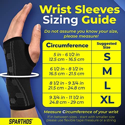 Sparthos Wrist Compression Sleeves (Pair), Carpal Tunnel Brace - Black-M | Soft Wrist Support for Men & Women, Medical Grade Elastic, Hand & Forearm, Fits Left or Right, Arthritis Pain, Volleyball - Image 2