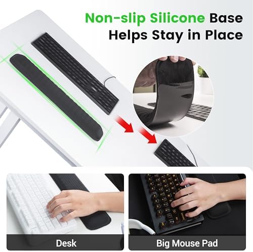 MEKASS Ergonomic Wrist Rest for Keyboard and Mouse, Soft Memory Foam Keyboard Wrist Rest Set with Non-Slip Silicone Base, Easy Typing, Pain Relief, Comfort for Office, Work, Gaming (White) - Image 5