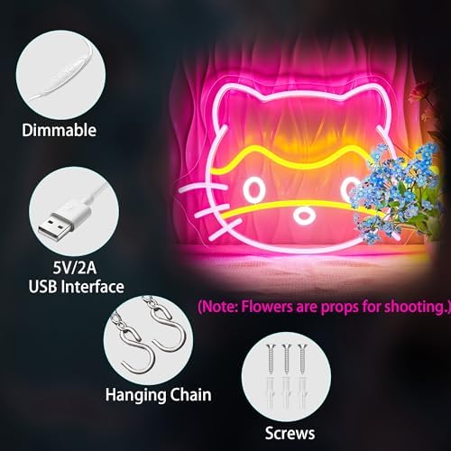 Cat Neon Signs for Wall Decor, Cute Led Sign Neon Light up Signs - Image 4