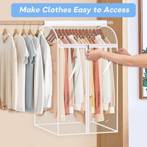 KEETDY 35" Hanging Garment Bags for Closet Storage Large Clear Garment Bags for Hanging Clothes Garment Rack Cover Coat Protector for Suit, Wardrobe, Bottom Enclosed - Image 6