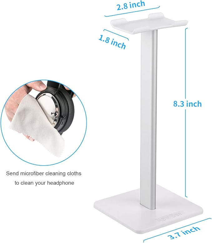 Headphone Stand Headset Holder Earphone Stand for All Headphones Size | Aluminum Supporting Bar Flexible Headrest ABS Solid Base for All Headphones Size (White) - Image 2