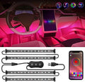 Nilight 4PCS USB Car Interior Lights RGB App and Button Control | 5V DC Multi Color Music Car Neon Accent Light Strips Under Dash Lighting Kit with Sound Active Function by Nilight