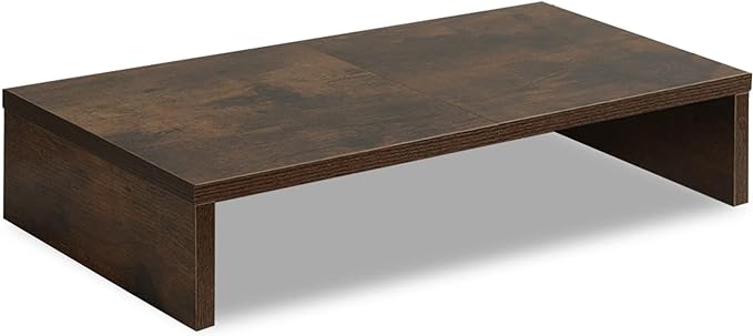 TEAMIX 20 inch Wood Monitor Stand Riser, Desktop Riser Shelf, Rustic Brown | Fits Laptop, Printer, TV, PC Tower, Full Keyboard Storage Underneath, Ergonomic, Desk Organizer for Home Office, Gaming Setup by TEAMIX