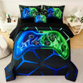 Full Gamer Comforter Set for Kids Blue Green 3D Gaming Bedding Set Teens Boys Gamepad Bed in A Bag Soft Microfiber 6 Pieces Video Game Console Bed Sets with Sheets(Blue Green, Full) by ZSYAYAHA