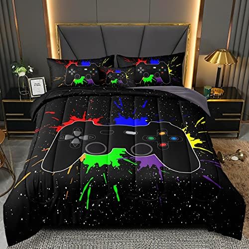 BDUCOK 5 Pieces Gamer Comforter Set for Boys Gaming Bedding Set Twin Size,Video Game Controller Comforter for Boys Kids Adult 3D Gamepad Microfiber Bed in A Bag Sets3001,Twin - Image 2