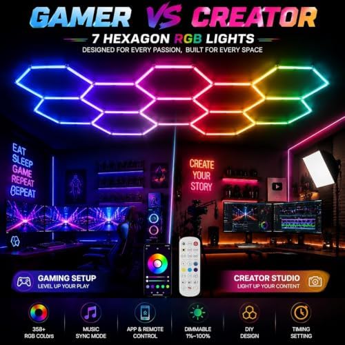 25Pack RGB Hexagon Lights,Music Sync 5Hex LED Hexagon Lights Smart App - Image 3