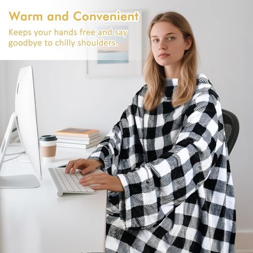 Catalonia Wearable Blanket with Sleeves for Women & Men, Fleece Wrap Throw - Image 3