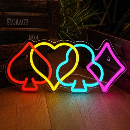 Poker Neon Sign Dimmable Playing Card LED Neon Light for Wall Decor by Mvorixa