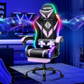 LED Gaming Chair with Speakers RGB Lights Massage Computer Chairs-Purple | Bluetooth Game Chairs for Adults;Ergonomic High Back Video Game Chair; Reclining Gamer Chair with Footrest Lumbar Support by HOFFREEOfficial