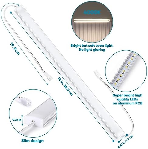 Litever Under Cabinet Lighting Plug in. 3 Light Bar Kit. Cool White 4000K. - Image 4
