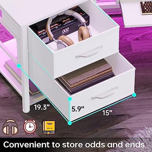 SEDETA 79" Gaming Desk with Fabric Drawers Storage, LED Light & Power Strip - Image 5