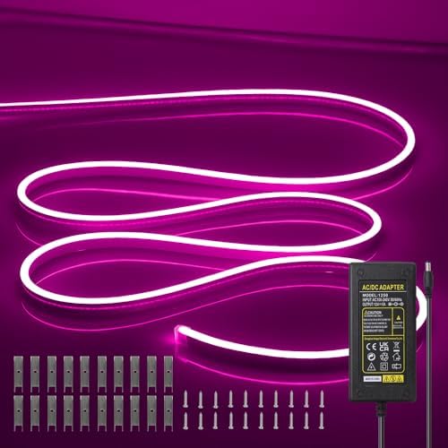 LED Neon Lights Flexible Purple 16.4FT/5M 12V DC Waterproof Flexible LED NEON Light for Indoors Outdoors Decorm [Power Adapter Included] by OWOFYDRForprofessional