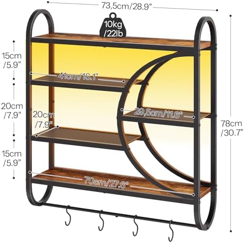 HOOBRO Gaming Floating Shelves for Wall, 28.9" LED Wall Shelf, Display Rack - Image 2