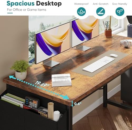 OLIXIS Computer Desk, 55 Inch Gaming Desks for Home Office Small Spaces - Image 5