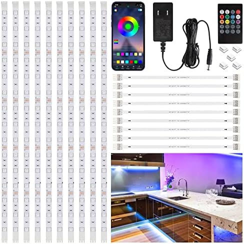 10 PCS RGB Under Cabinet Lighting Kit, App and Remote Control Led Strip Lights, Music Sync Color Changing Led Lights with ETL Listed Power Adapter, for Cabinet, Counter, Shelf, 16.4ft by SIXDEFLY