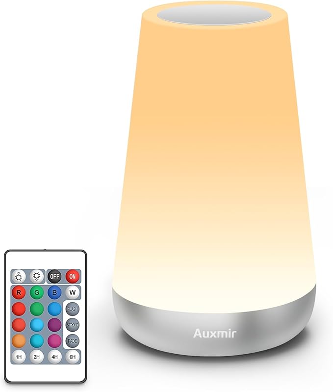 Auxmir Rechargeable Night Light, 13-Color Remote Control Lamp, Silver by Auxmir