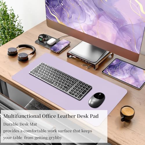 Bloss Purple Desk Mat, Double-Sided Leather Desk Pad, Desk Matt for Desktop, Waterproof Desk Pad Mat, Computer Mat for Office Work/Home/Decor/Desk Protector/Cover(23.6"x 13.8") - Image 2