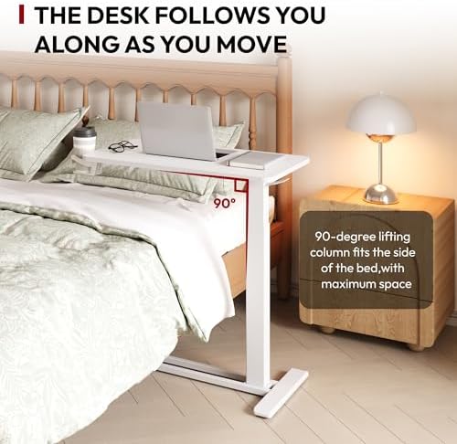 SANODESK 32'' Mobile Standing Desk with Hidden Wheels,Pneumatic Laptop Desk - Image 4