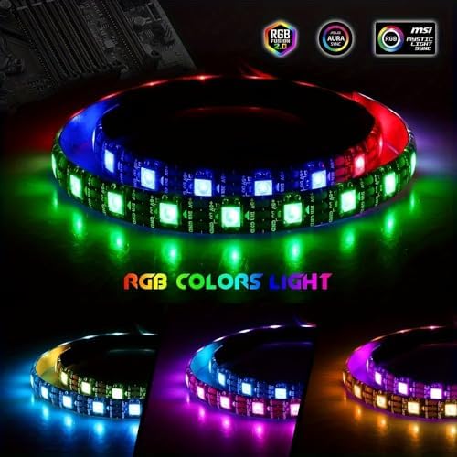 RGB Strip Light for PC Case, 3x19.7in 90LEDs Addressable LED Strip for Motherboard 5V 3-Pin Header Gaming Case DIY Lighting - Image 4