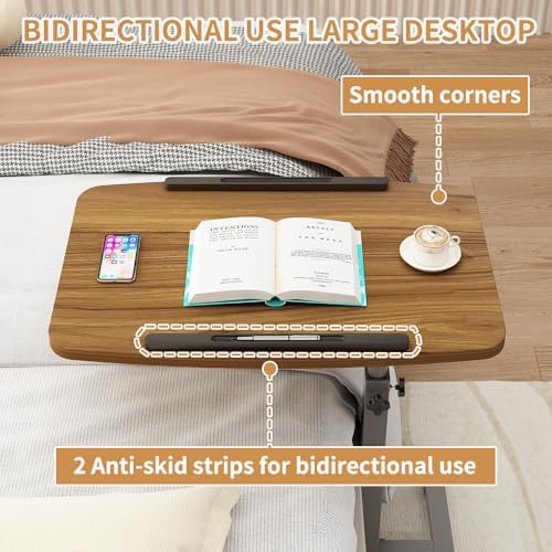 Laptop Table Mobile Adjustable Height Portable Desk Notebook Swivel PC Computer Rolling Desk with Wheels, Laptop Stand for Couch Bedside Hospital Bed Table - Image 6