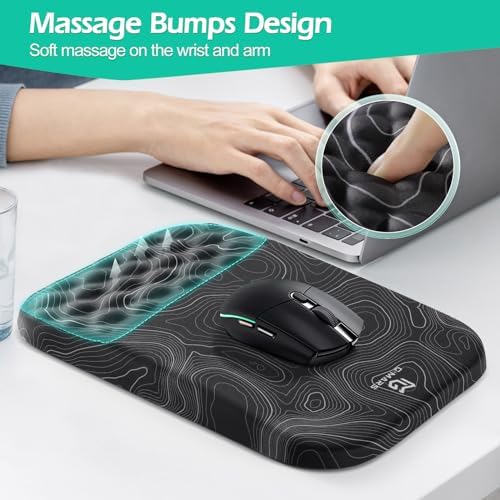 Gimars Upgrade Ergonomic Mouse Pad Wrist Rest with Memory Foam Massage Bump, Enlarge [ 30% Larger Moving Space] Mouse Pad Wrist Support with Nonslip PU Base for Laptop, Computer, Gaming & Office - Image 4