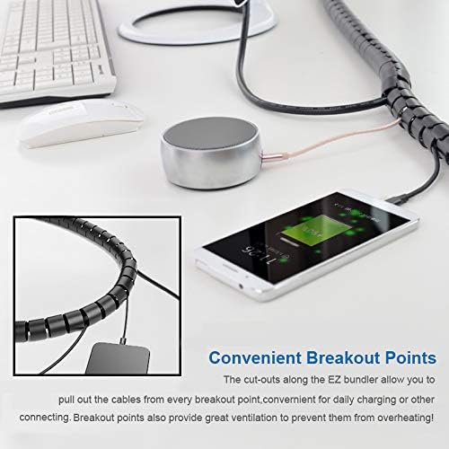 10FT Cable Management Sleeve Cord Bundler 0.8" Diameter w/Zip Clip Zipper Wire Wrap Cord Organizer Cable Tube Hider Flexible & Expandable Home & Office Wire Concealer for PC TV Computer Cinema - Image 5