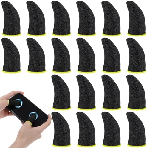 20 PCS Finger Sleeves for Gaming, Carbon Thumb Sleeves Mobile Gaming, Black Gaming Finger Sleeves, Sweatproof Breathable Mobile Gaming Finger Sleeve for Phone Tablet Gamer Stabilizer by Unknown