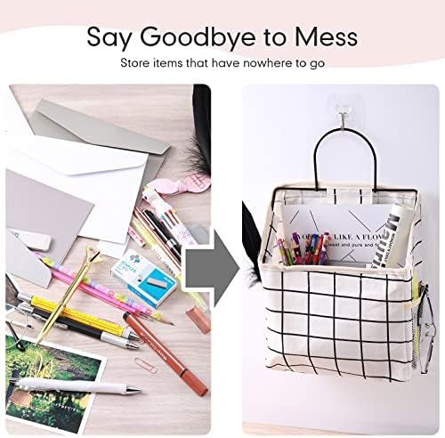 Boao 8 Packs Wall Hanging Storage Bag, Wall Storage Organizer Bags with Hooks, over the Door Hanging Basket for Dormitory Bathroom Bedroom, Living Room Kitchen(Cute Color) - Image 3