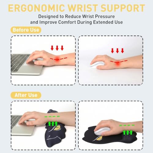 Ergonomic Wrist Rest Set for Keyboard and Mouse, Cat Eye Design | Keyboard Wrist Rest Pad and Mouse Wrist Pad, Memory Foam &Gel Support, Comfortable Desk Accessories for Office, Gaming - Image 5