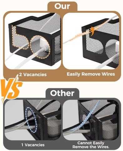 Cable Management Under Desk 25'' Metal Cord Organizer, Black - Image 6