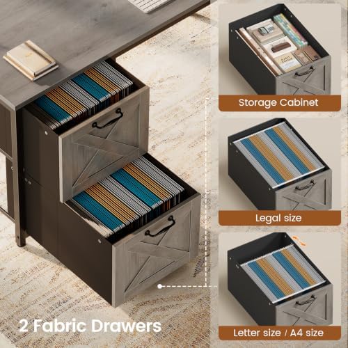 SEDETA Reversible Farmhouse L Shaped Gaming Desk with Drawers, Hutch - Image 6