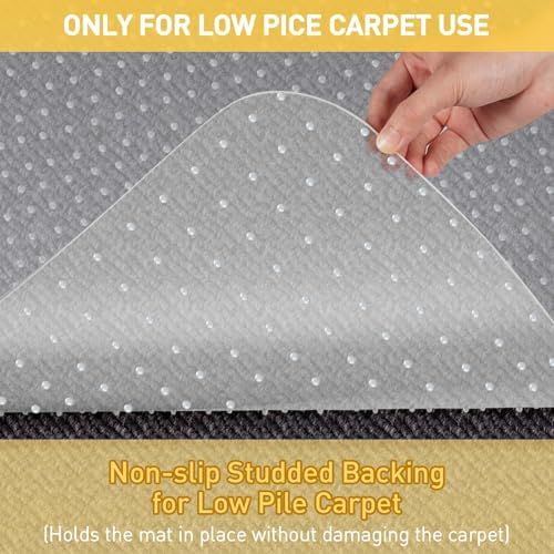 PHOUZIN Office Chair Mat for Carpet, Heavy Duty Desk Chair Mat 36" x48“ | with Lip Under Desk Protector Floors Mat, Clear Computer Chair Mat, Easy Glide for Low/Flat Pile - Home, Office & Gaming - Image 7