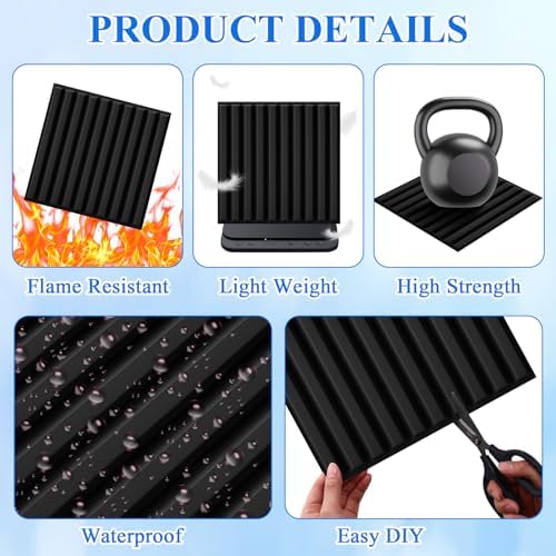 Nuanchu 90 Pcs 3D Wall Panels, 12"x12" PVC Fluted Tiles, Black - Image 3