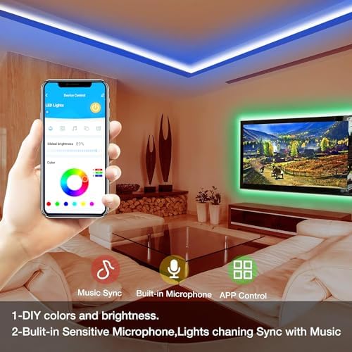 DAYBETTER Smart RGB Led Strip Lights, 100ft Led Lights for Bedroom with App Control, Multicolor Changing Led Light Strips Apply for Home Decor, Living Room, Kitchen, Home Party Decoration - Image 4