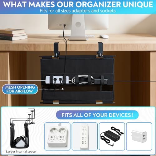 Under Desk Cable Organizer, Cable Management Tray, Clamp or Screw Mount - Image 2