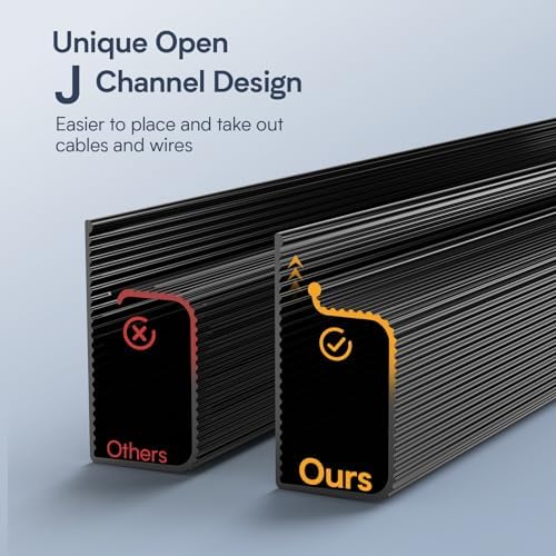 Delamu 4 Pack Cord Organizers for Desks, 62.8in Cable Organizer Cable Management Under Desk, Self Adhesive Wire Management Raceway, Desk Organizers and Accessories for Office&Home Organization, Black - Image 4