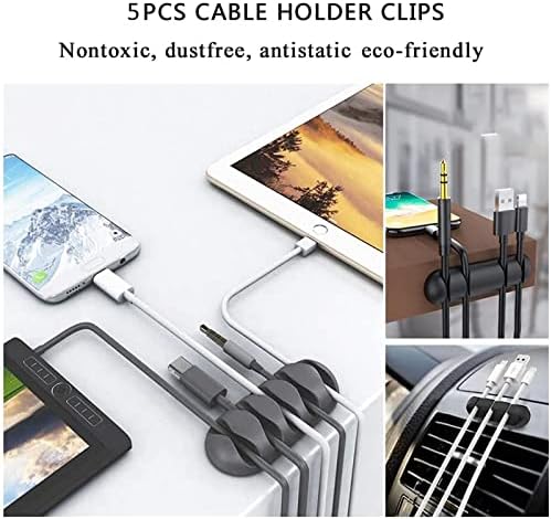 Cable Management Organizer Kit 2 Cable Sleeve Split with 41Self Adhesive Cable Clips Holder, 10pcs and 2 Roll Self Adhesive tie and 100 Fastening Cable Ties for TV Office Home Electronics etc - Image 5
