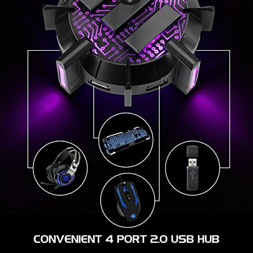 Enhance Pro Gaming Mouse Bungee Cable Holder 4 Port USB Hub with 7 LED Color Modes, Cable Management Support, Improved Accuracy and Weighted Design for Competitive Esports Games, Gaming Accessories - Image 5