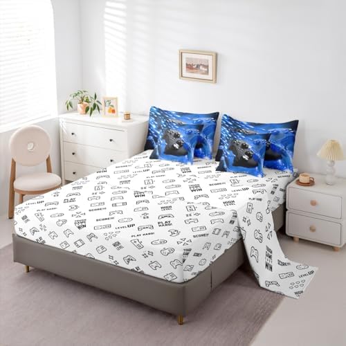 Erosebridal Gamepad Bedding Sets 7 Piece Queen Size Boys Gaming Comforter Set | Video Games Bed in A Bag with Sheet for Kids Teens Adult Bedroom Decor, Modern Gamer Console Bed Sets - Image 4