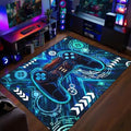 Gaming Rug for Boys Room - Gamer Rug, 4'6" x 6' Cool Gaming Carpet for Teens Boys Bedroom Playroom Decor, Blue Game Controller Gaming Carpet for Office Computer Chair Floor Mats by WJLBKGU
