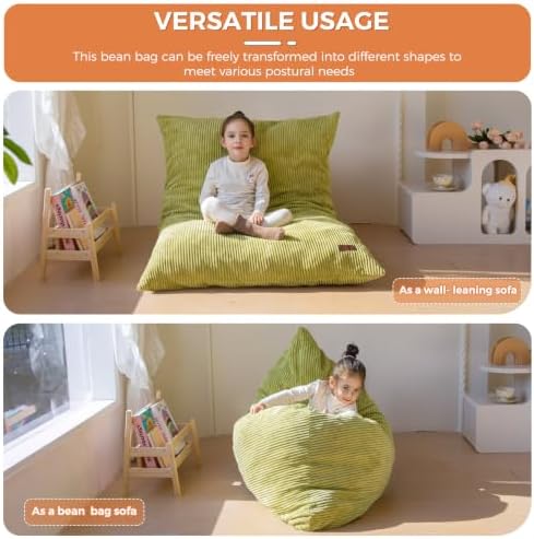 MAXYOYO 3 in 1 Kids Bean Bag Chair, Comfy Floor Sofa with Removed Cover | Convertible Chair Folds from Bean Bag to Lounger, Floor Couch with High-Density Foam Filling, Floor Sofa for Gaming - Image 4