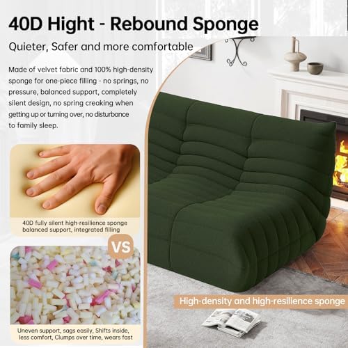 WHGBJA Loveseat Bean Bag Chair for Adults, Comfy Beanbag with Memory Foam | Floor Sofa Chair for Gaming, Reading, Bedroom, Living Room, Boneless, Ergonomic - Image 4