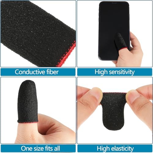 Jiuguva 120 Pcs Gaming Finger Sleeves Anti Sweat Breathable Thumb,Blue - Image 3