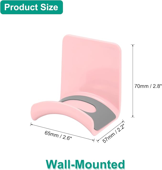 uxcell Headphone Stand, 2 Pcs ABS Headset Holder Adhesive Headphone Holder Hook Mount Headphone Hanger Hook Under Desk for Gaming Headphones Earphones Cables, Pink(Wall-Mounted) - Image 2