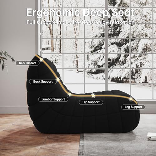 WHGBJA Loveseat Bean Bag Chair for Adults, Comfy Beanbag with Memory Foam | Floor Sofa Chair for Gaming, Reading, Bedroom, Living Room, Boneless, Ergonomic - Image 5