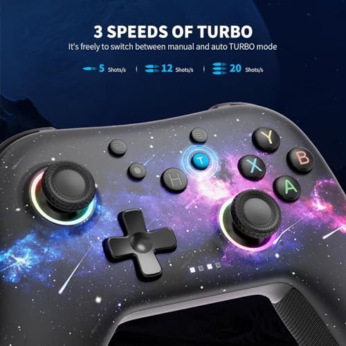 AceGamer Aurora II 2.4G Wireless Bluetooth Controller for PC/Android/Switch/iOS/Switch 2/Steam Deck with Rotary Motors, RGB Hall Effect Joysticks - Upgraded PC Gaming Controller and Back Buttons Lock (Galaxy) - Image 5