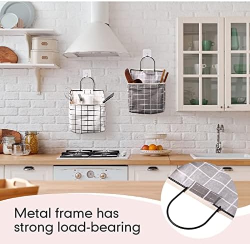 Boao 8 Packs Wall Hanging Storage Bag, Wall Storage Organizer Bags with Hooks, over the Door Hanging Basket for Dormitory Bathroom Bedroom, Living Room Kitchen(Cute Color) - Image 4